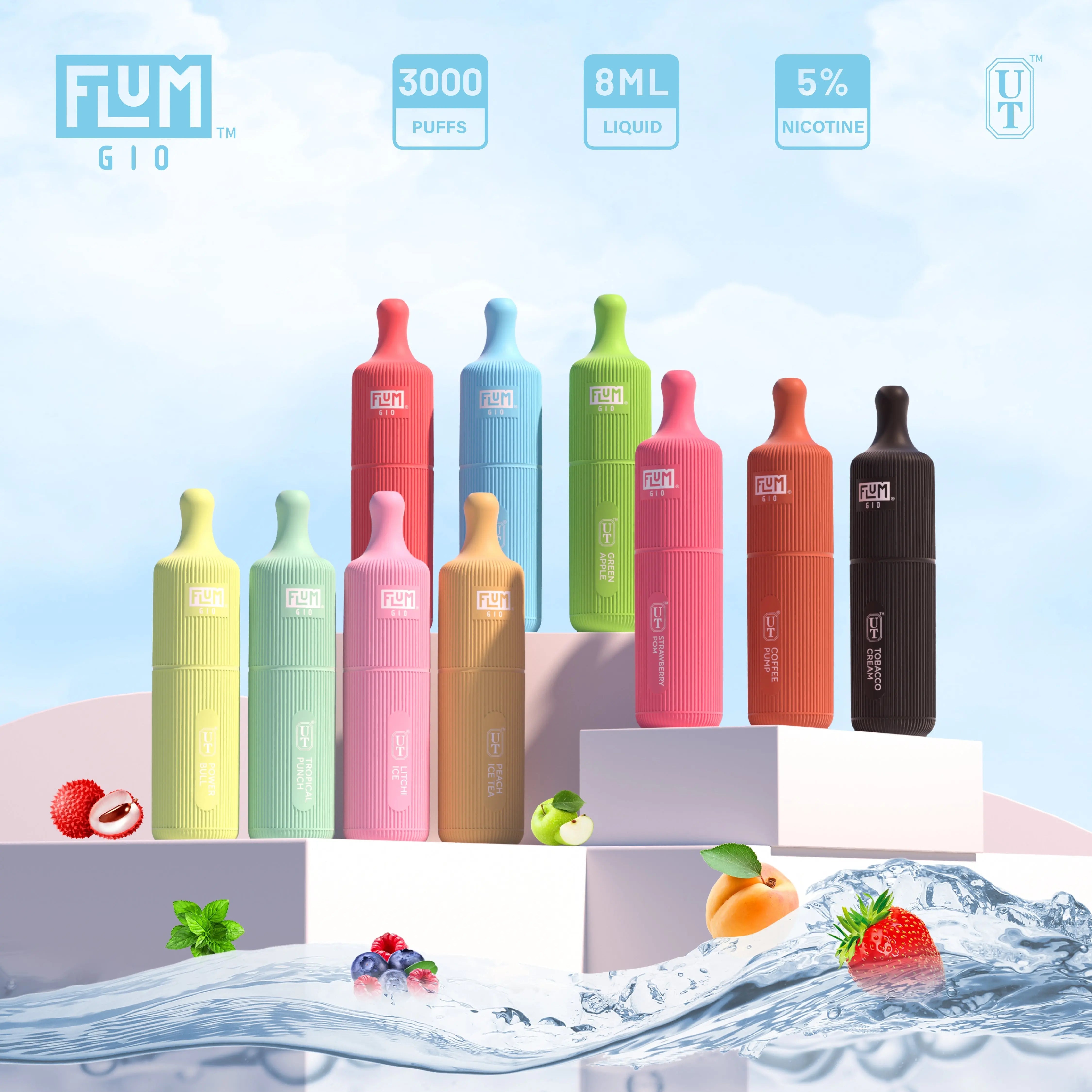 flum float gio Disposable Vape - 3000 Puffs & Bulk Savings Juice Head Flex Freeze pod system Flavors:Pineapple B Burst