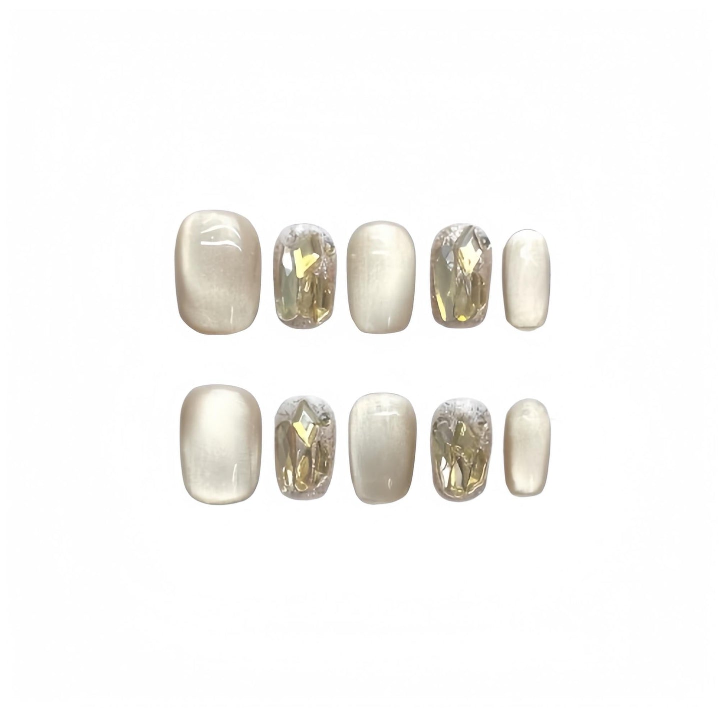 Reusable Handmade Acrylic Press-on Nails - Rich Lady Style Milk Tea