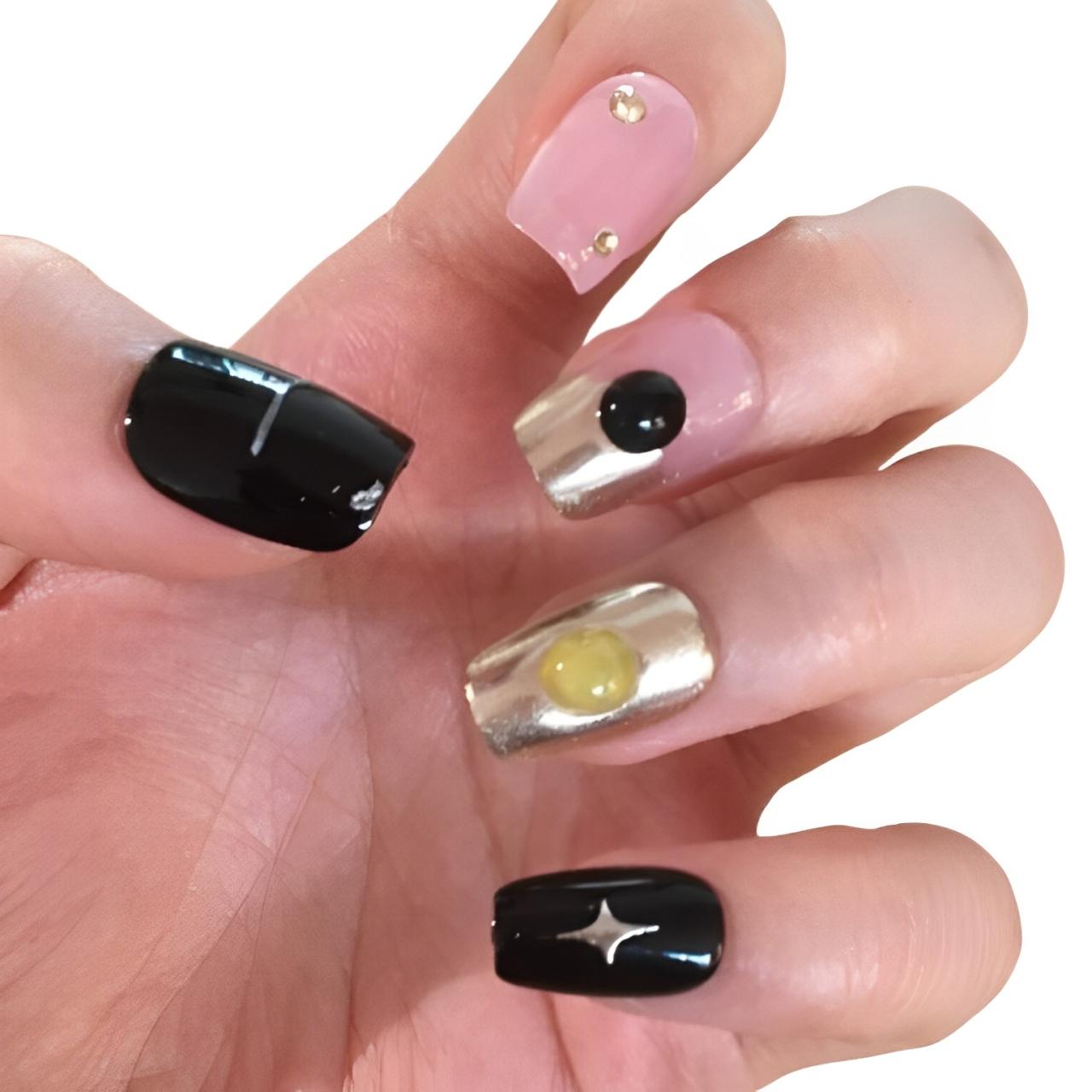 Reusable Handmade Acrylic Press-on Nails - Mirror Effect Graffiti