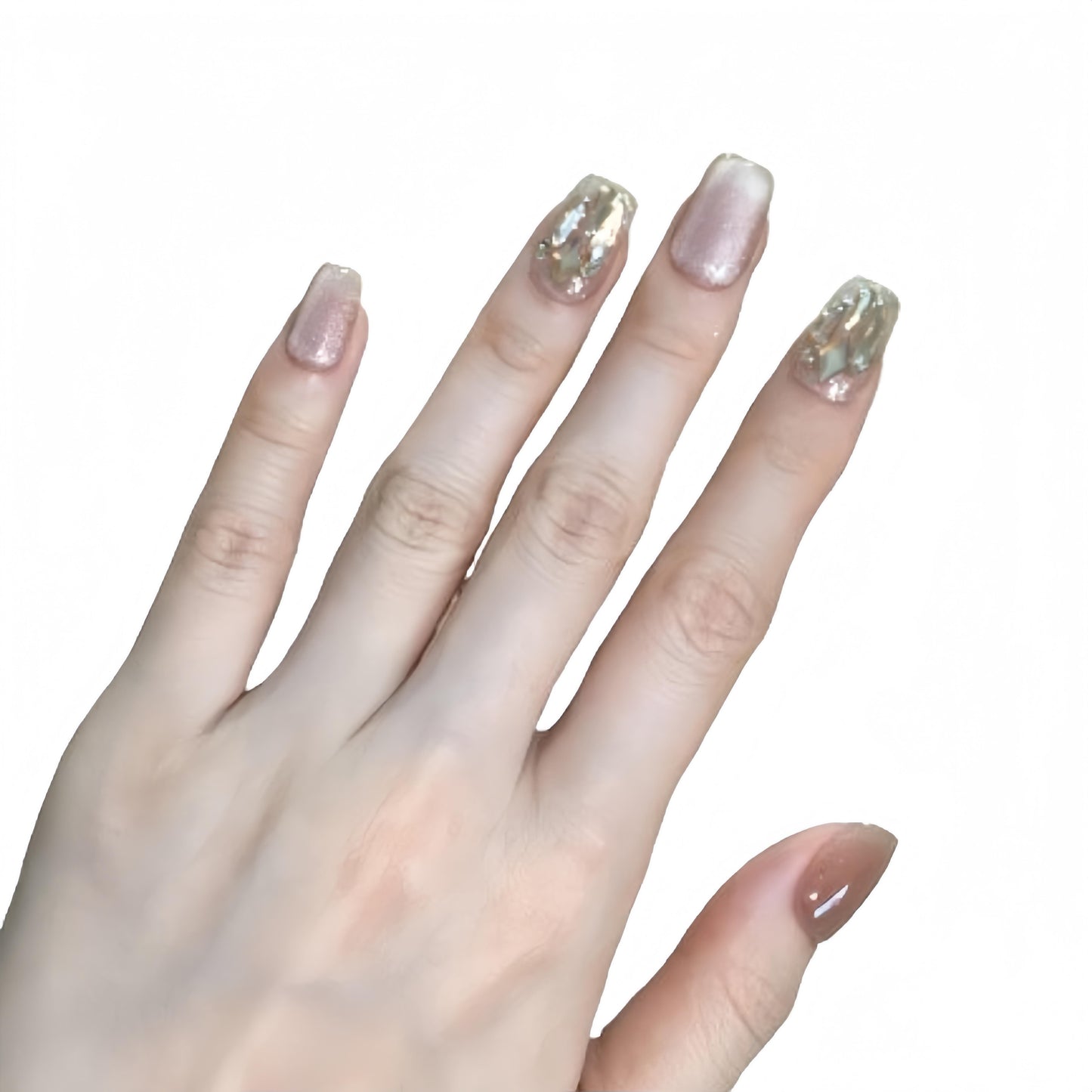 Reusable Handmade Acrylic Press-on Nails - Rich Lady Style Milk Tea