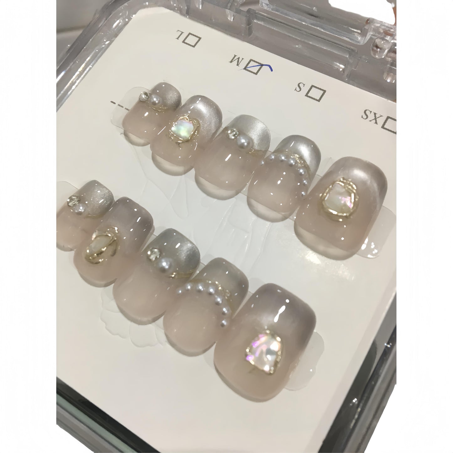 Reusable Handmade Acrylic Press-on Nails - Pearl Ripple
