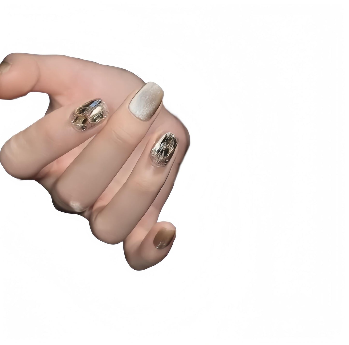 Reusable Handmade Acrylic Press-on Nails - Rich Lady Style Milk Tea