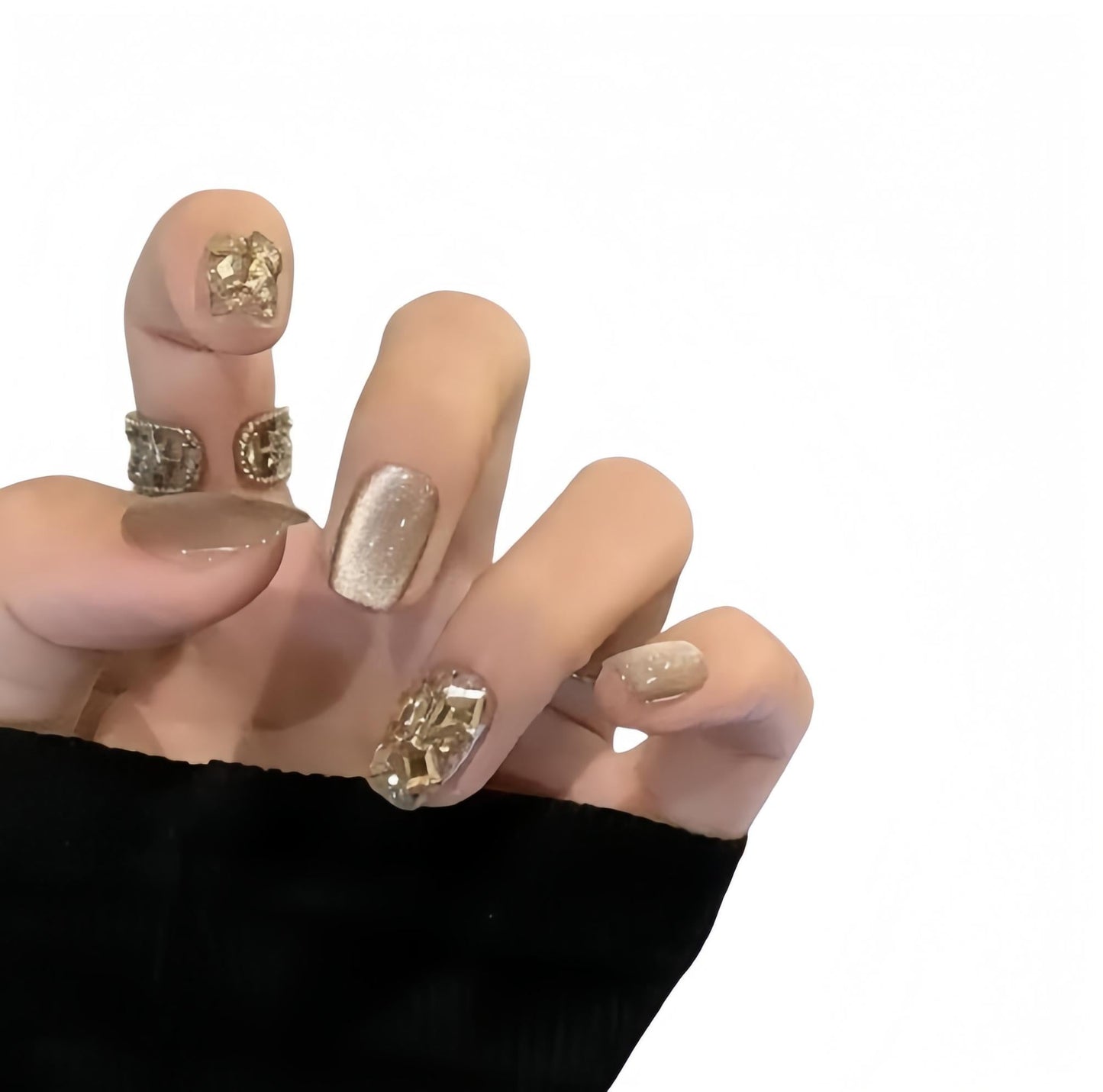 Reusable Handmade Acrylic Press-on Nails - Rich Lady Style Milk Tea