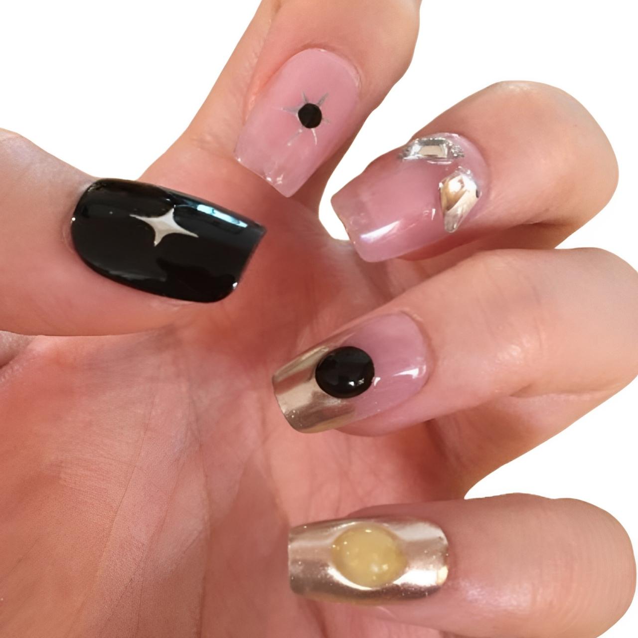 Reusable Handmade Acrylic Press-on Nails - Mirror Effect Graffiti