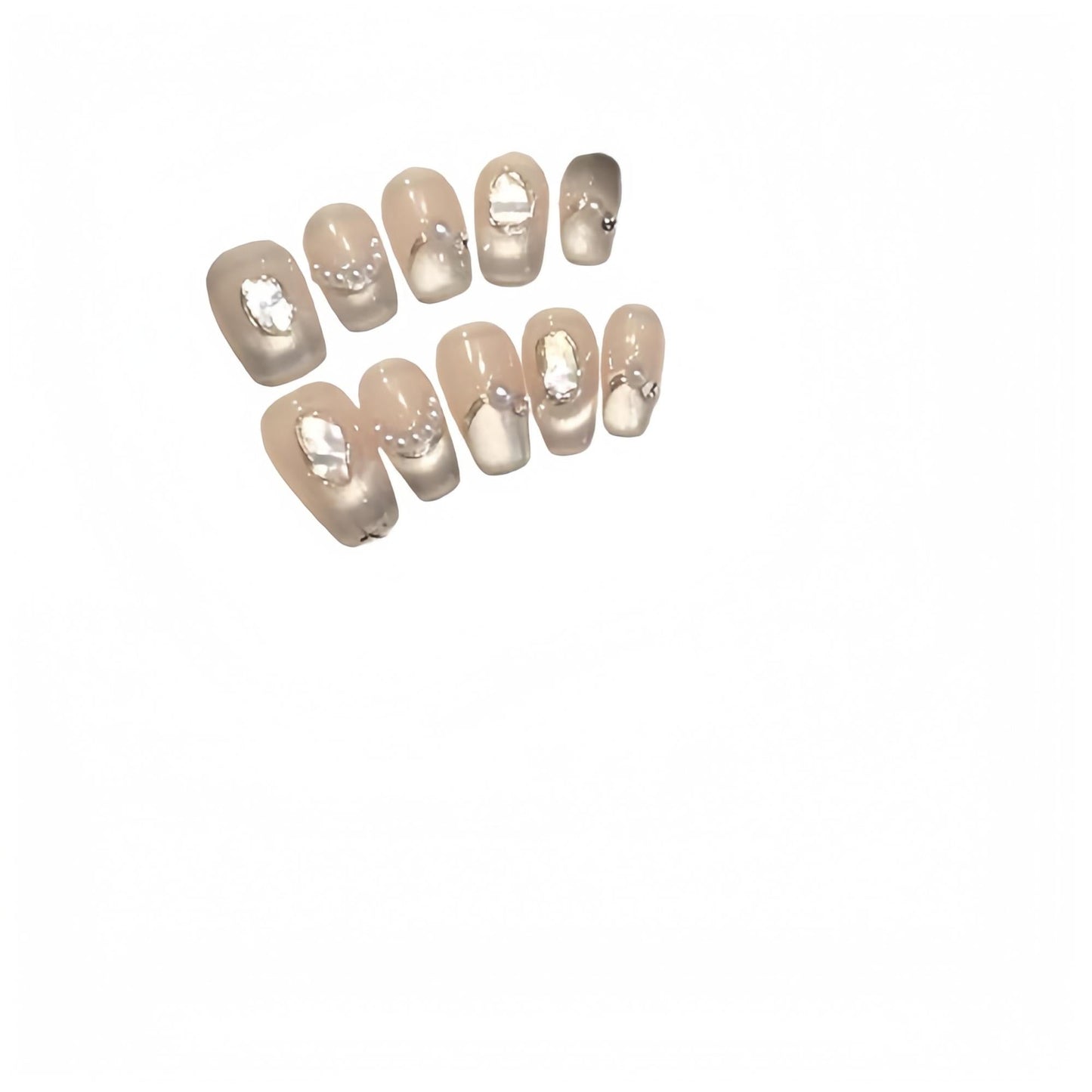 Reusable Handmade Acrylic Press-on Nails - Pearl Ripple