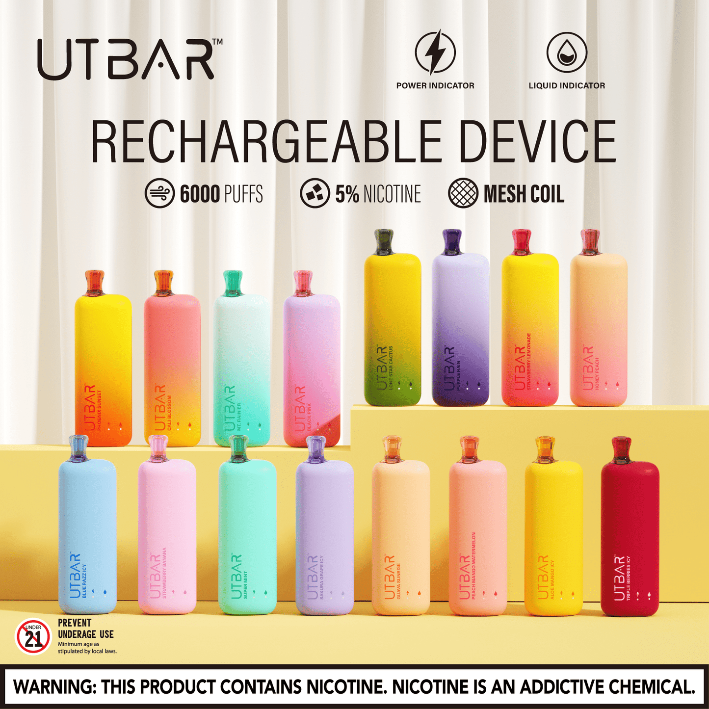 FLUM UT BAR 6000 Puffs Disposable - VapeOwls