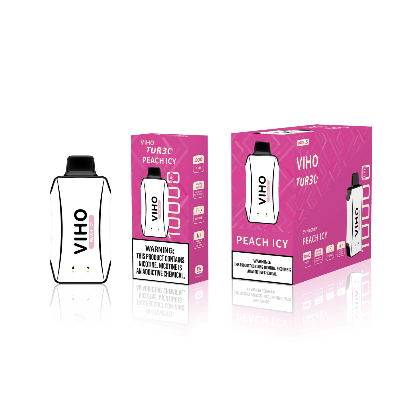 VIIHO Turbo 10K Puffs Disposable Vape Peach Icy Packaging - VapeOwls