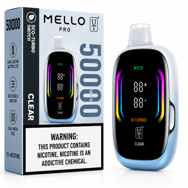 Mello Pro vaping device with packaging on a white background