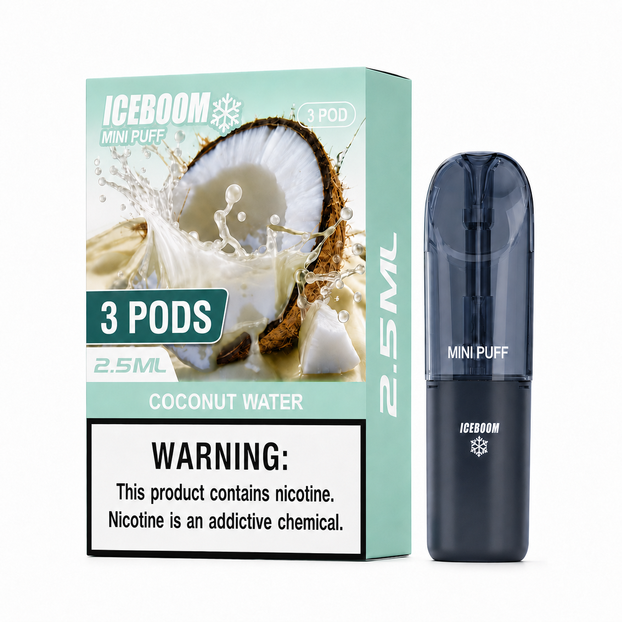 ICEBOMB Pod Vape Kit – Rechargeable Device + ICEBOOM Mini Puff Pods, 27 Flavors, 5% Nic, Type-C