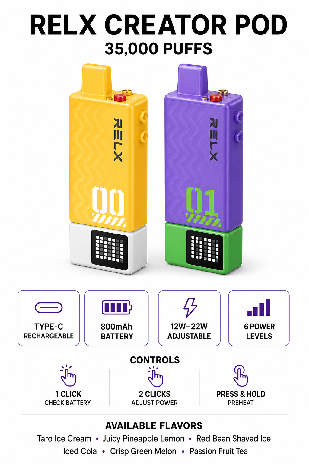 RELX Creator Refill Pods | 17 Flavors | Up to 35,000 Puffs