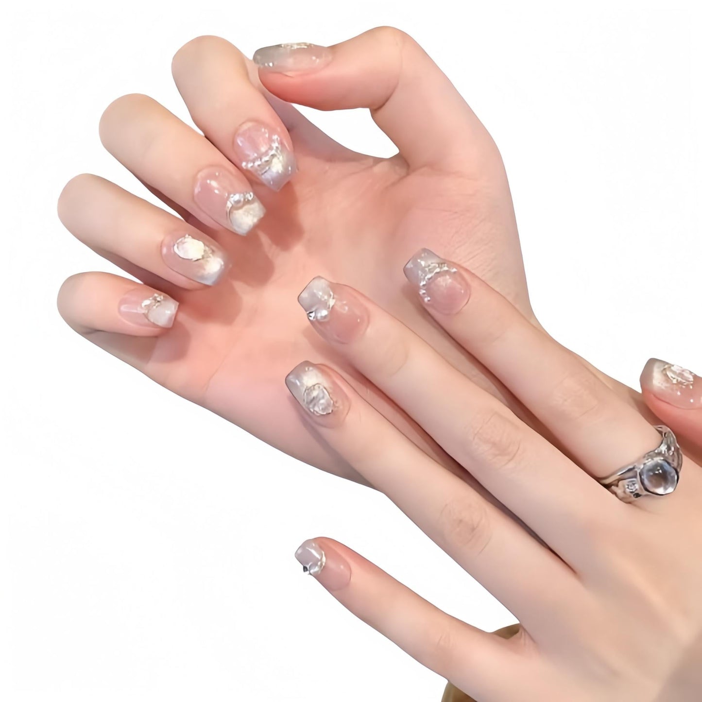 Reusable Handmade Acrylic Press-on Nails - Pearl Ripple