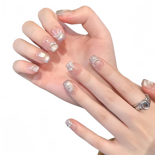 Reusable Handmade Acrylic Press-on Nails - Pearl Ripple