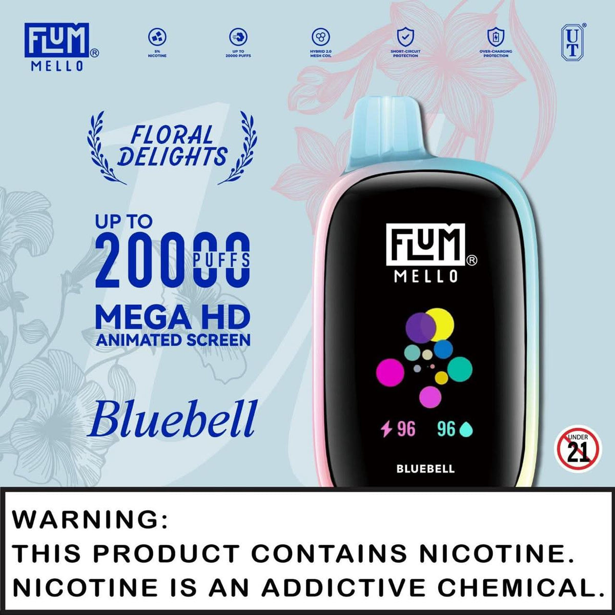 blue bell flum mello 20K Vape – Screen & Ice Deal 21+ THC Dosage:3mg - 24 Pack THCa Disposables Vuse Pro Pods -