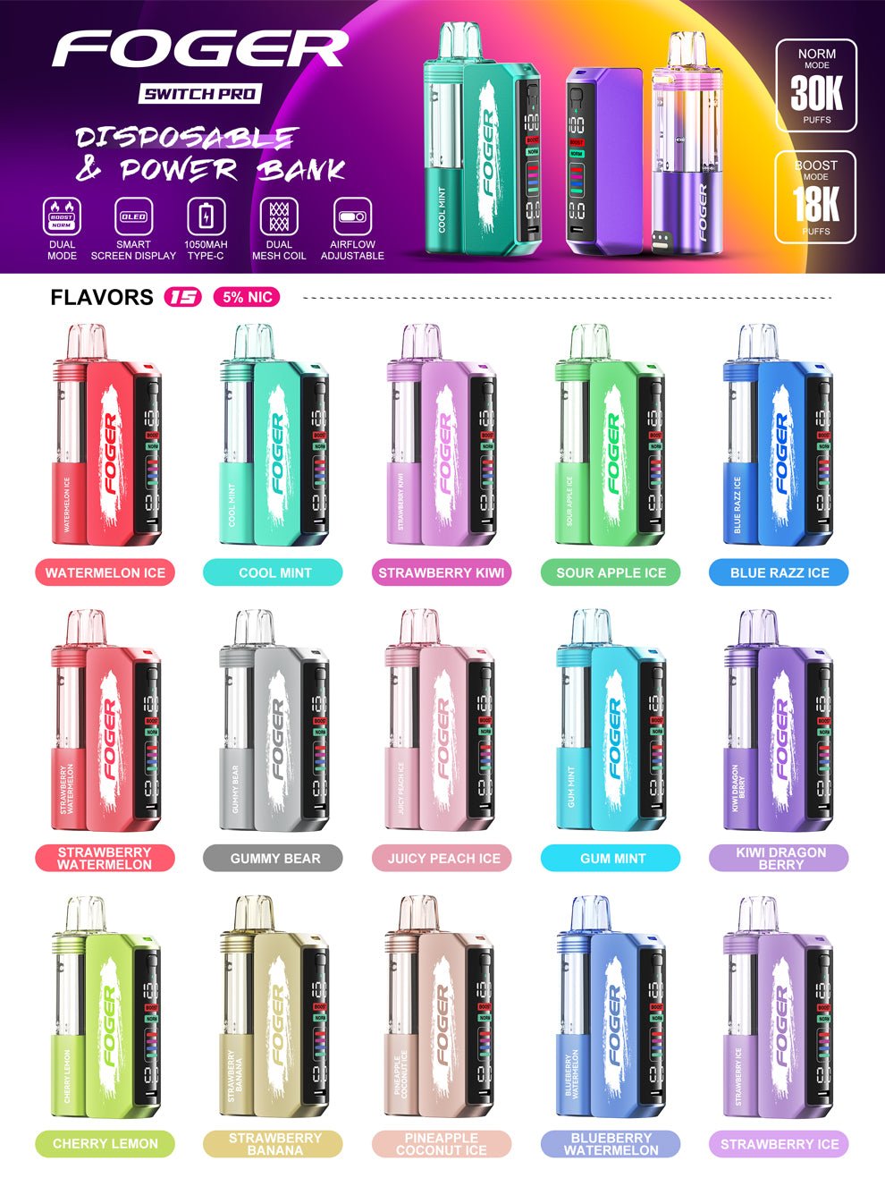 FOGER SWITCH PRO 30K DISPOSABLE - B & J Wholesale