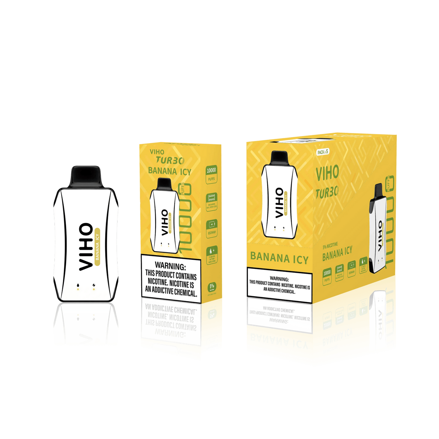 VIIHO Turbo 10K Puffs Disposable Vape Banana Icy Packaging - VapeOwls