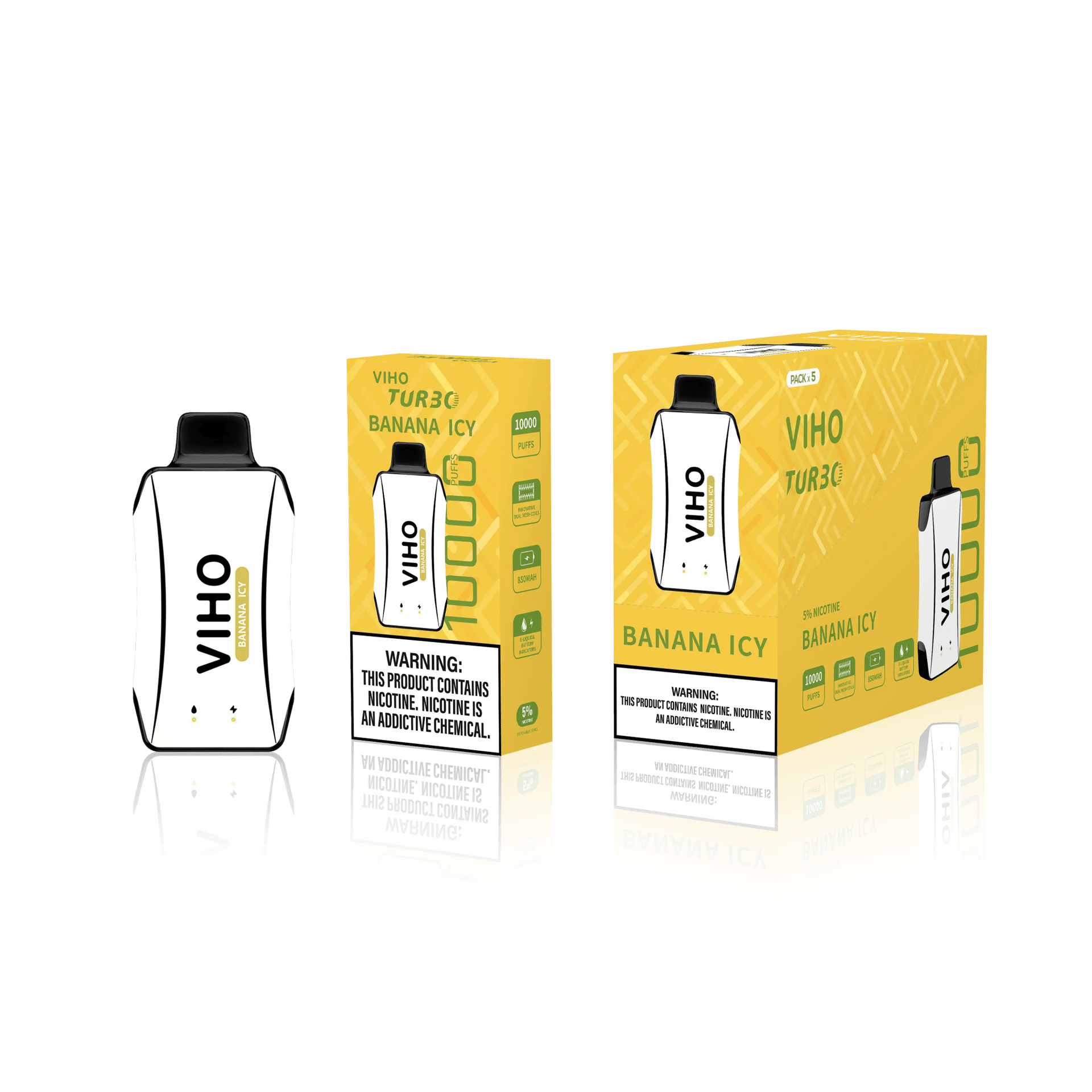 VIIHO Turbo 10K Puffs Disposable Vape Banana Icy Packaging - VapeOwls