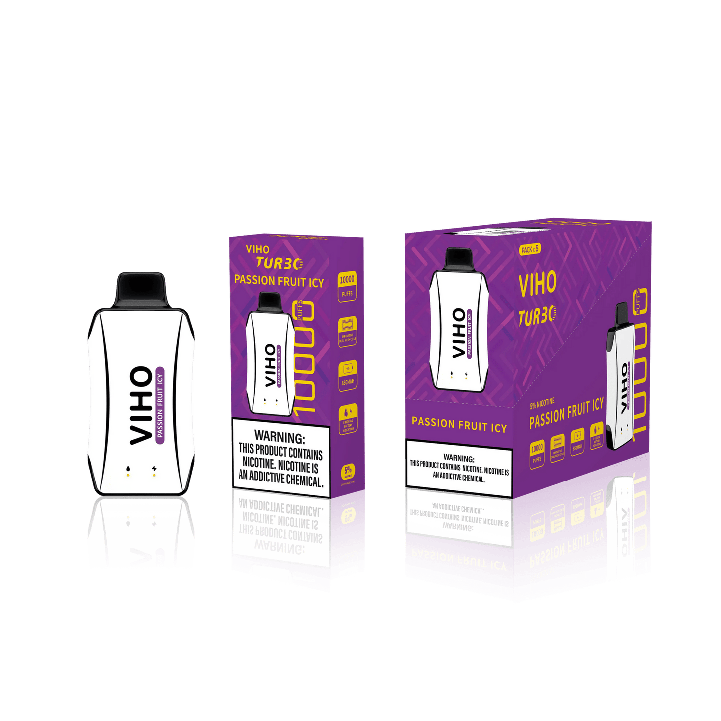 VIIHO Turbo 10K Puffs Disposable Vape Passion Fruit Icy Packaging - VapeOwls